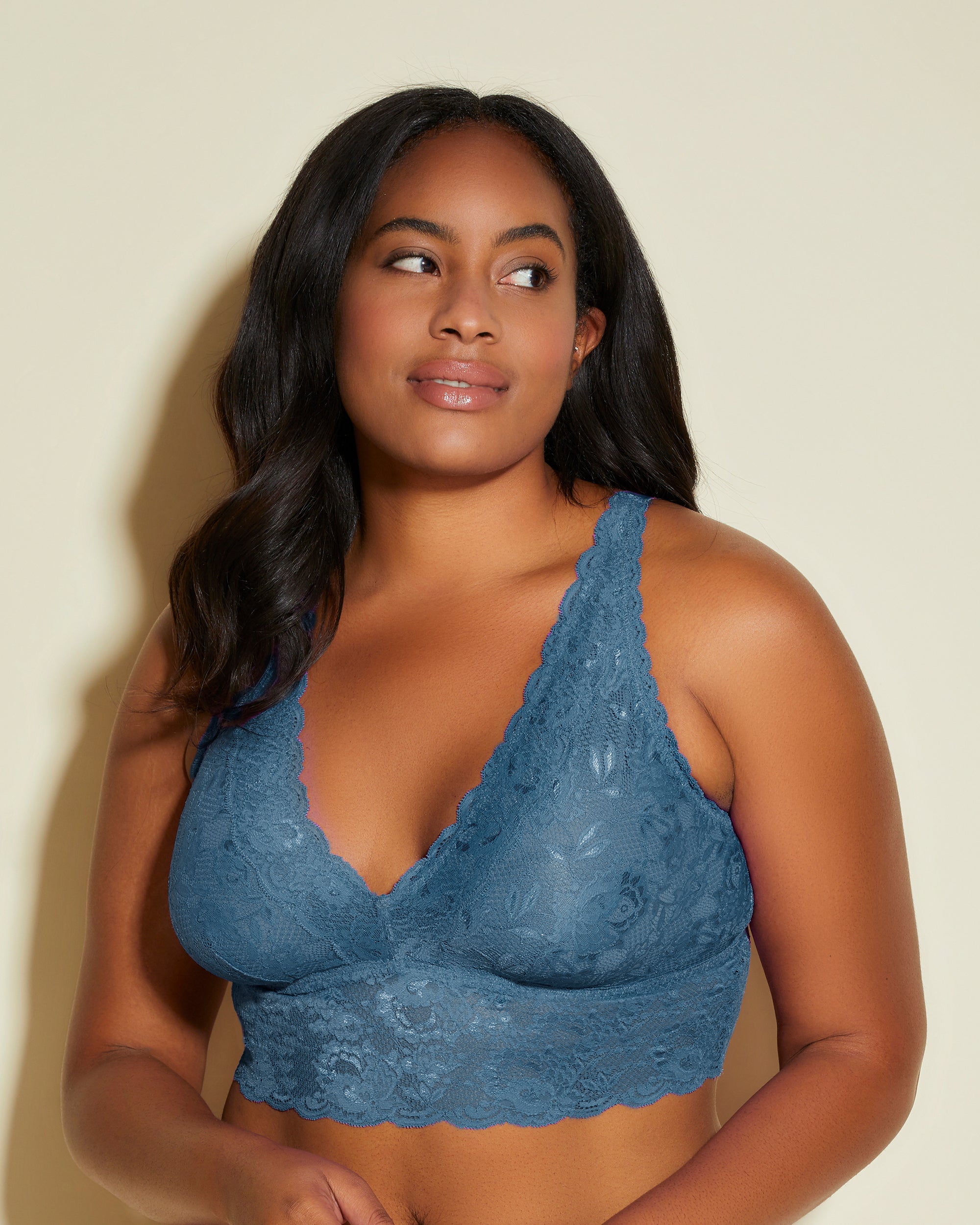 Blue Bralette - Never Say Never Extended Plungie Longline Bralette
