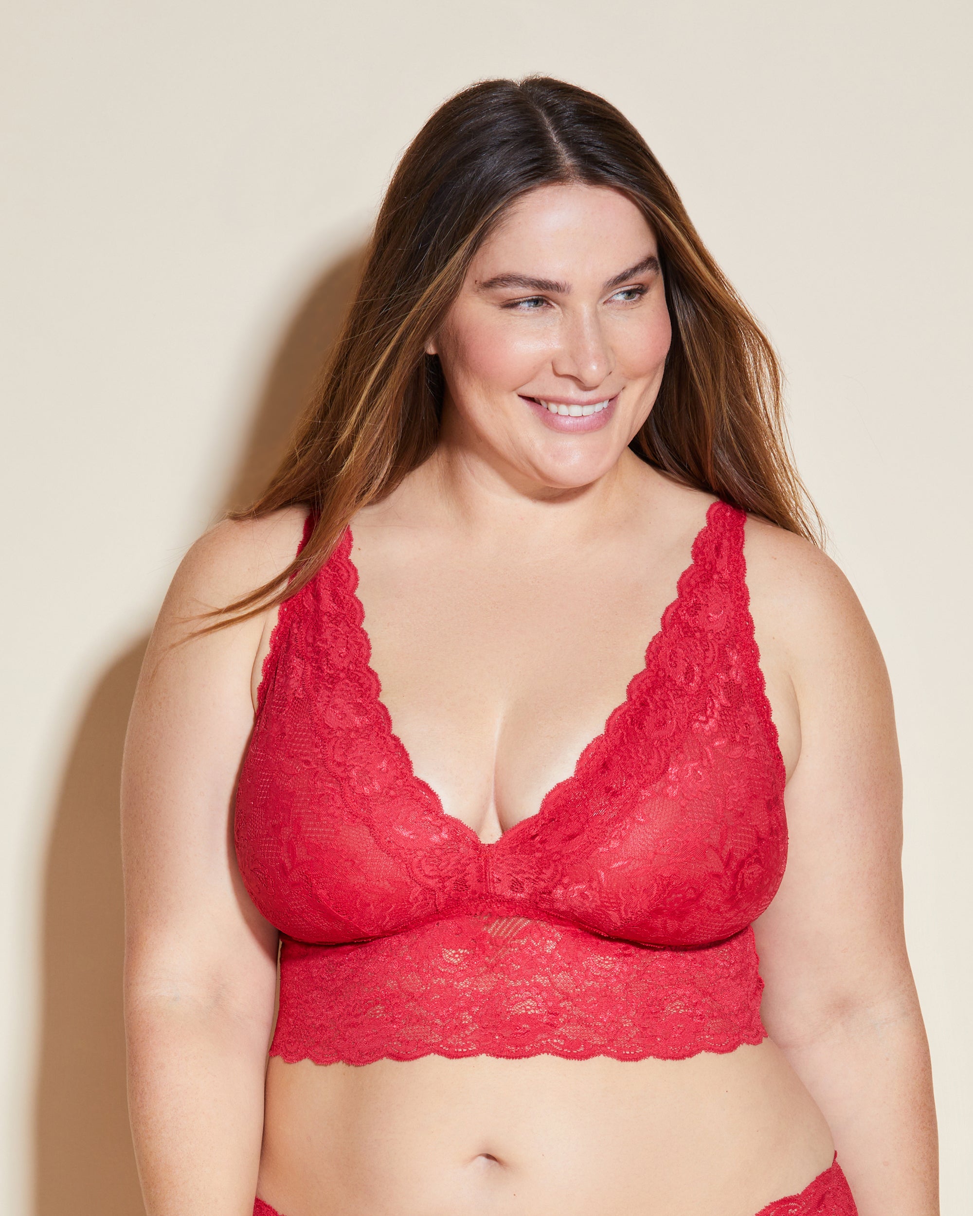 Red Bralette - Never Say Never Extended Plungie Longline Bralette