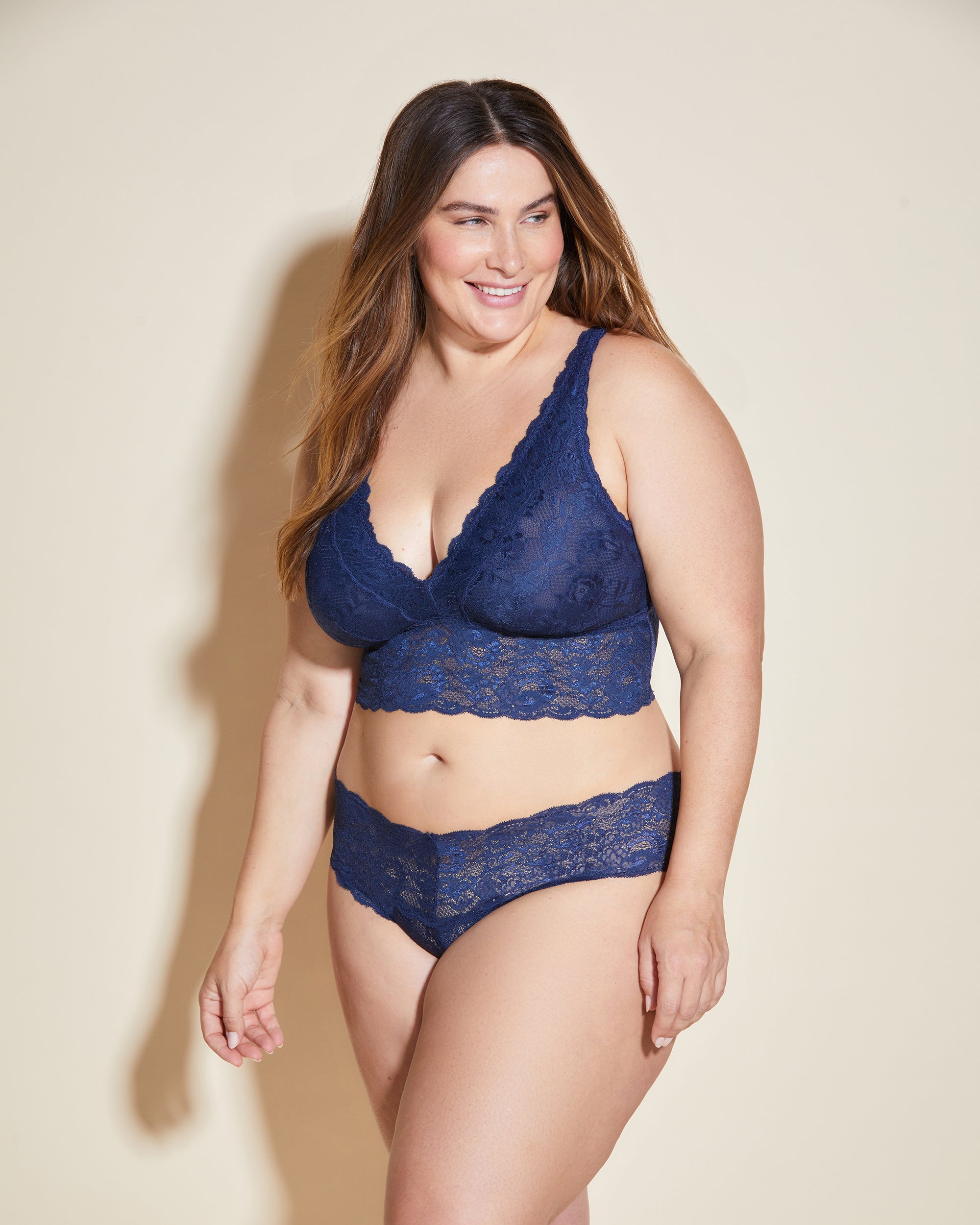 Blue Bralette - Never Say Never Extended Plungie Longline Bralette
