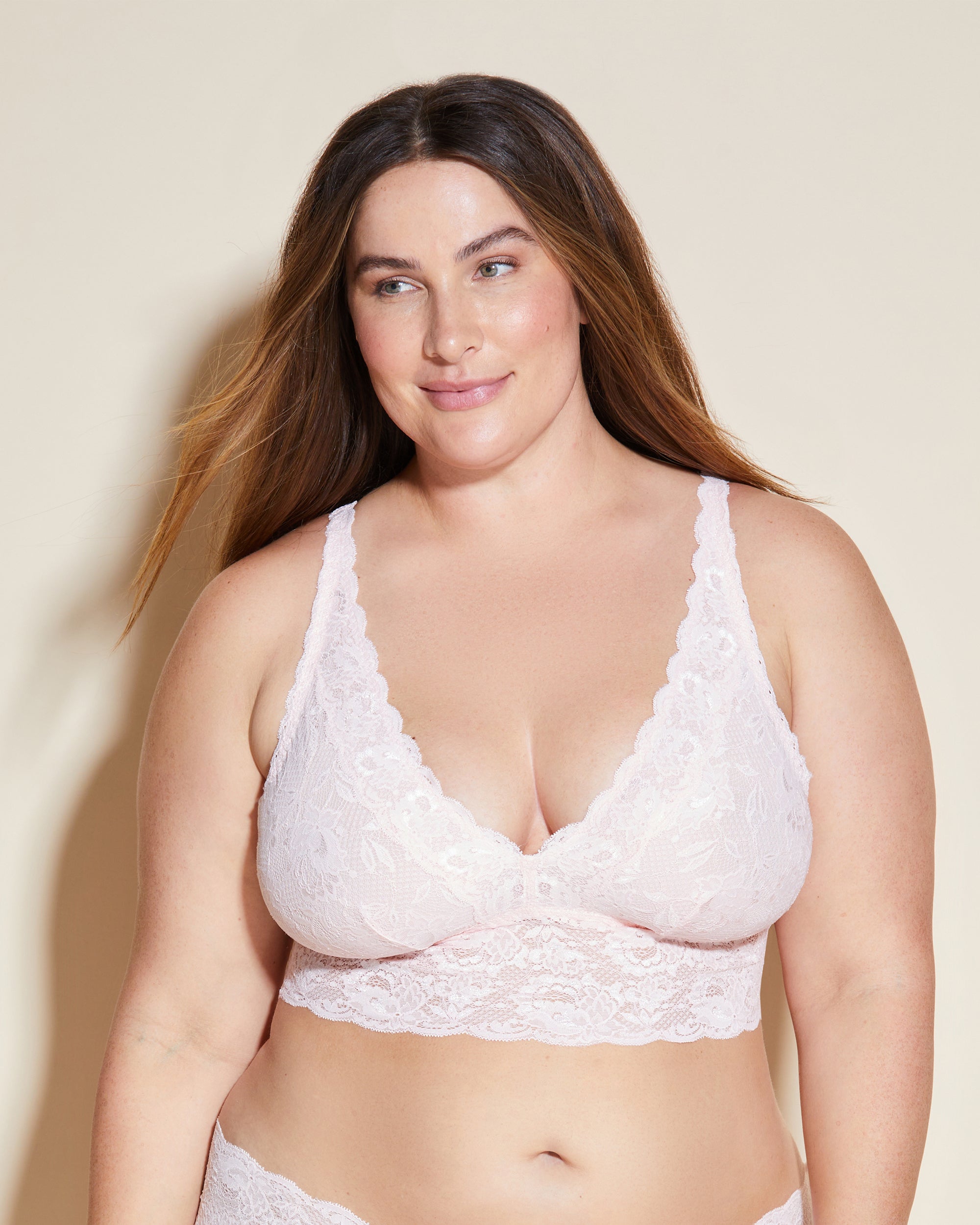 Rosa Bralette - Never Say Never Plungie Longline Bralette In Erweiterten Plus Sizes