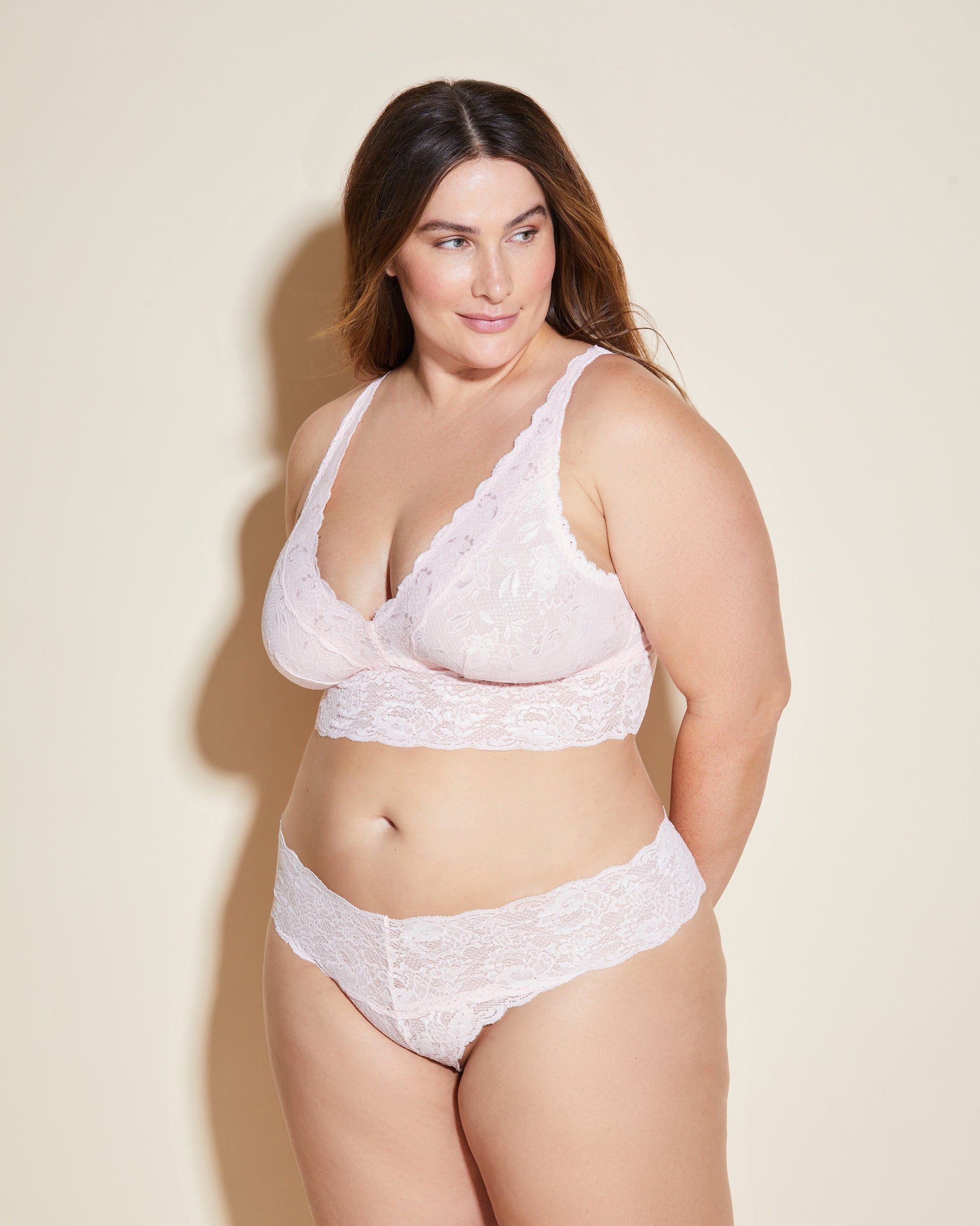 Rosa Bralette - Never Say Never Plungie Longline Bralette In Erweiterten Plus Sizes