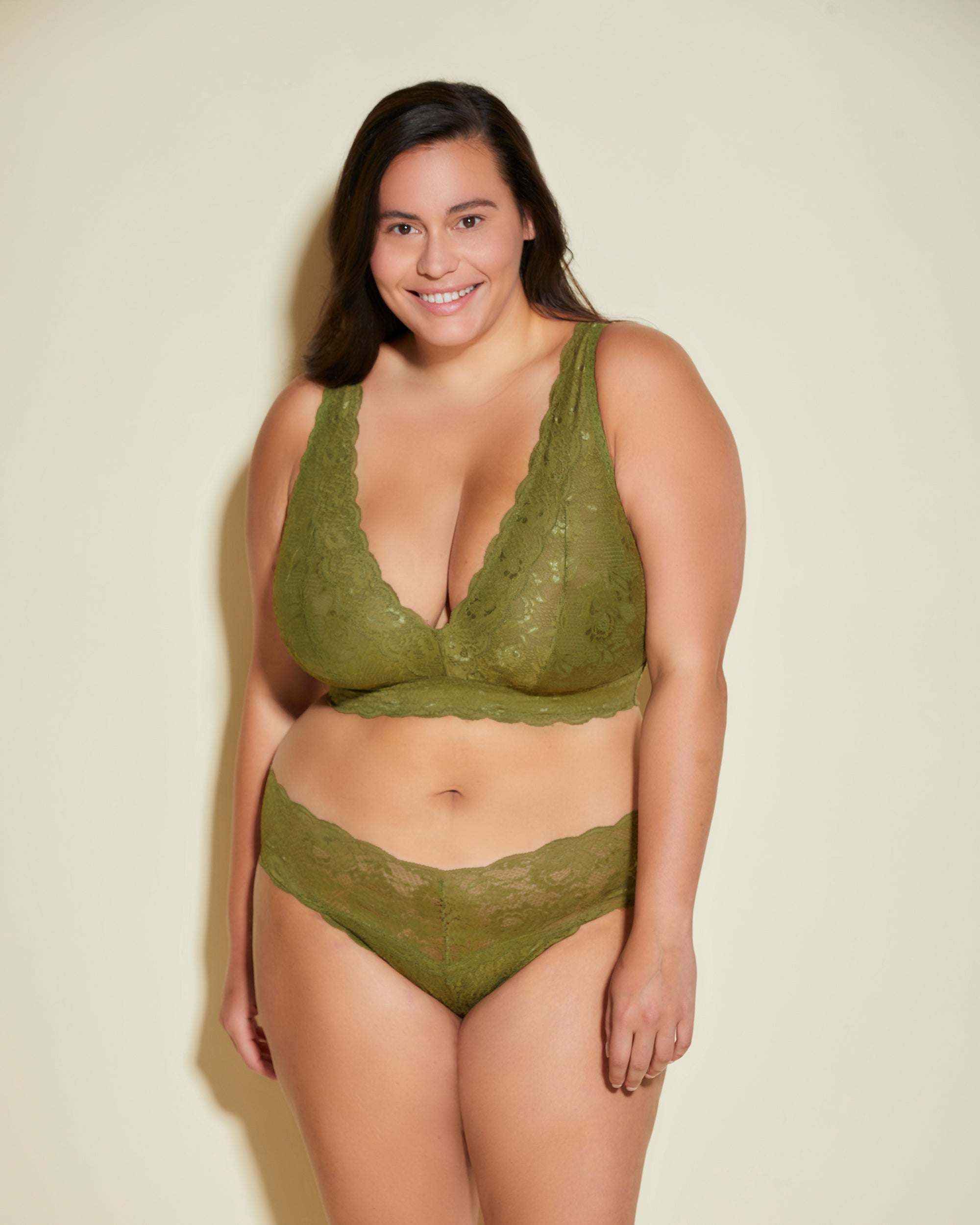 Green Bralette - Never Say Never Ultra Curvy Plungie Longline Bralette