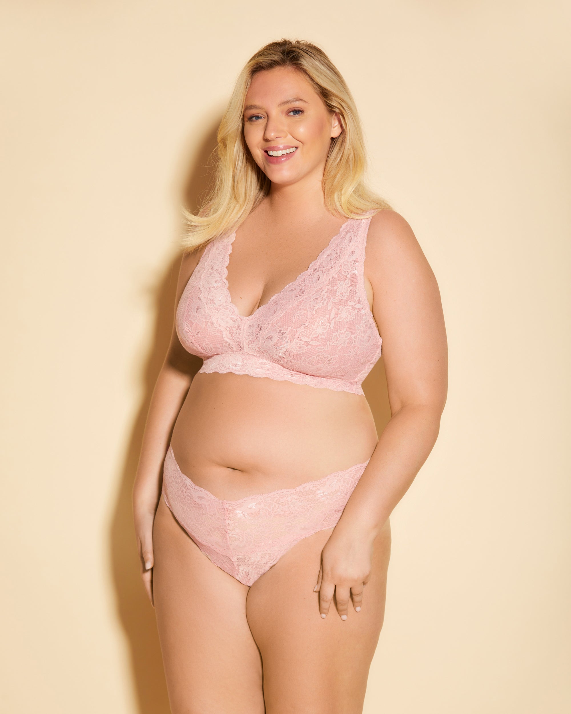 Pink Bralette - Never Say Never Ultra Curvy Plungie Longline Bralette