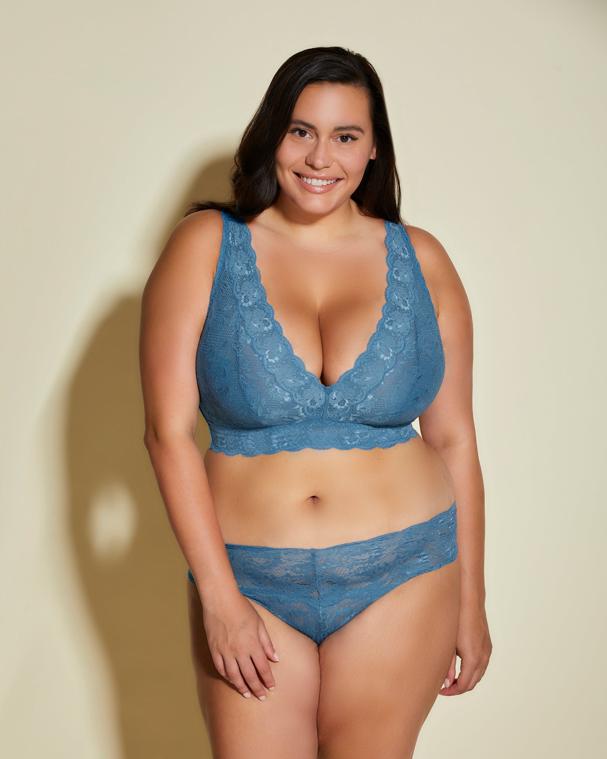 Blue Bralette - Never Say Never Ultra Curvy Plungie Longline Bralette