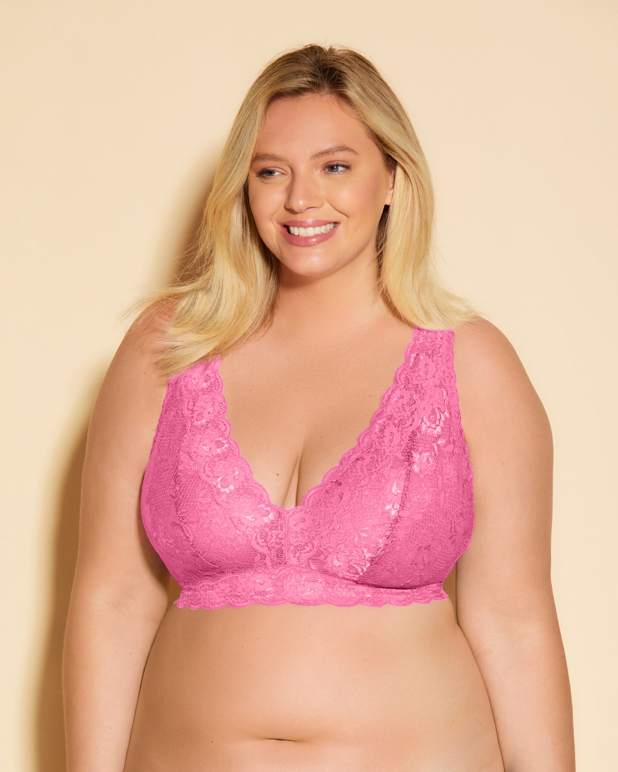 Pink Bralette - Never Say Never Ultra Curvy Plungie Longline Bralette