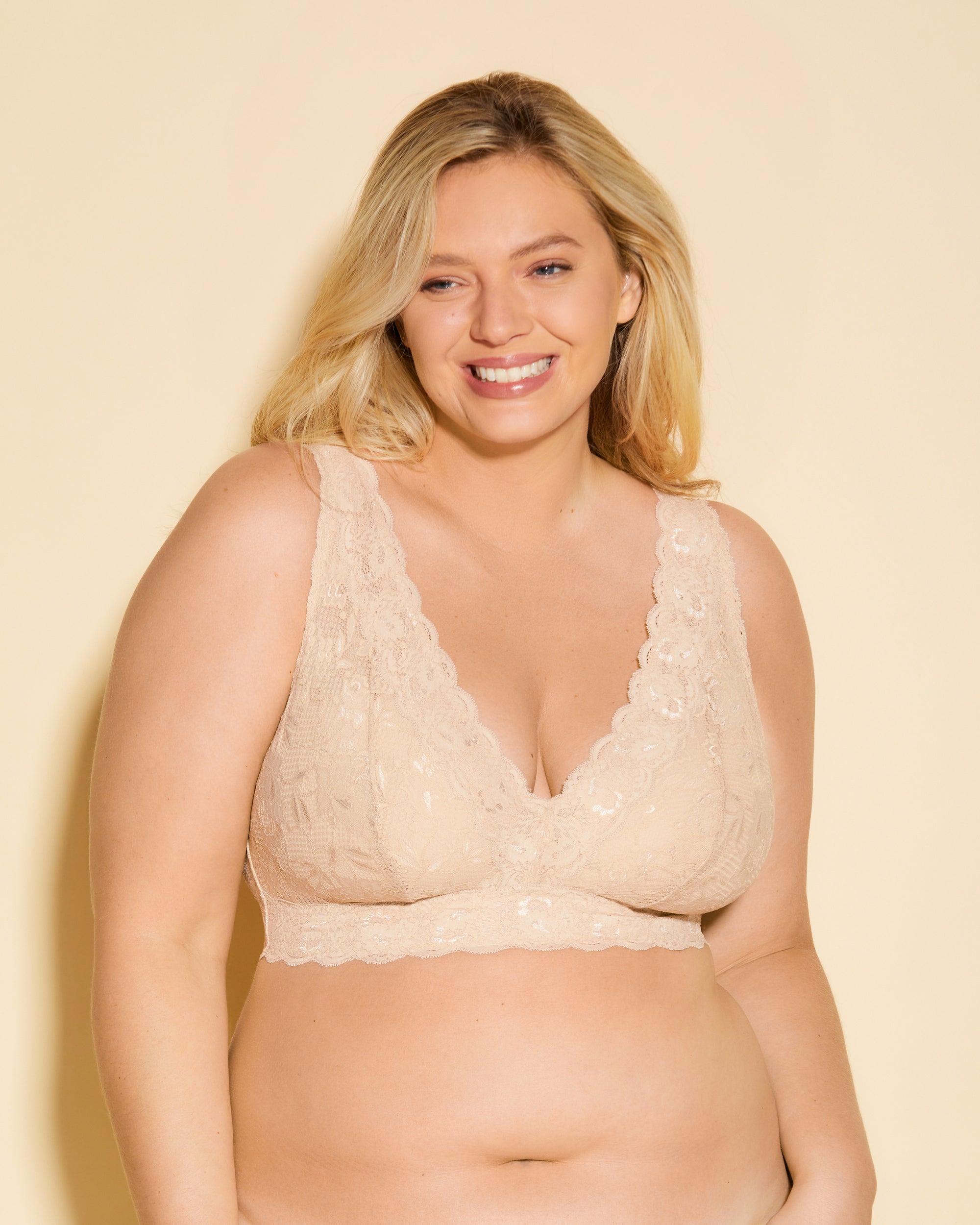 Beige Bralette - Never Say Never Ultra Curvy Plungie Longline Bralette