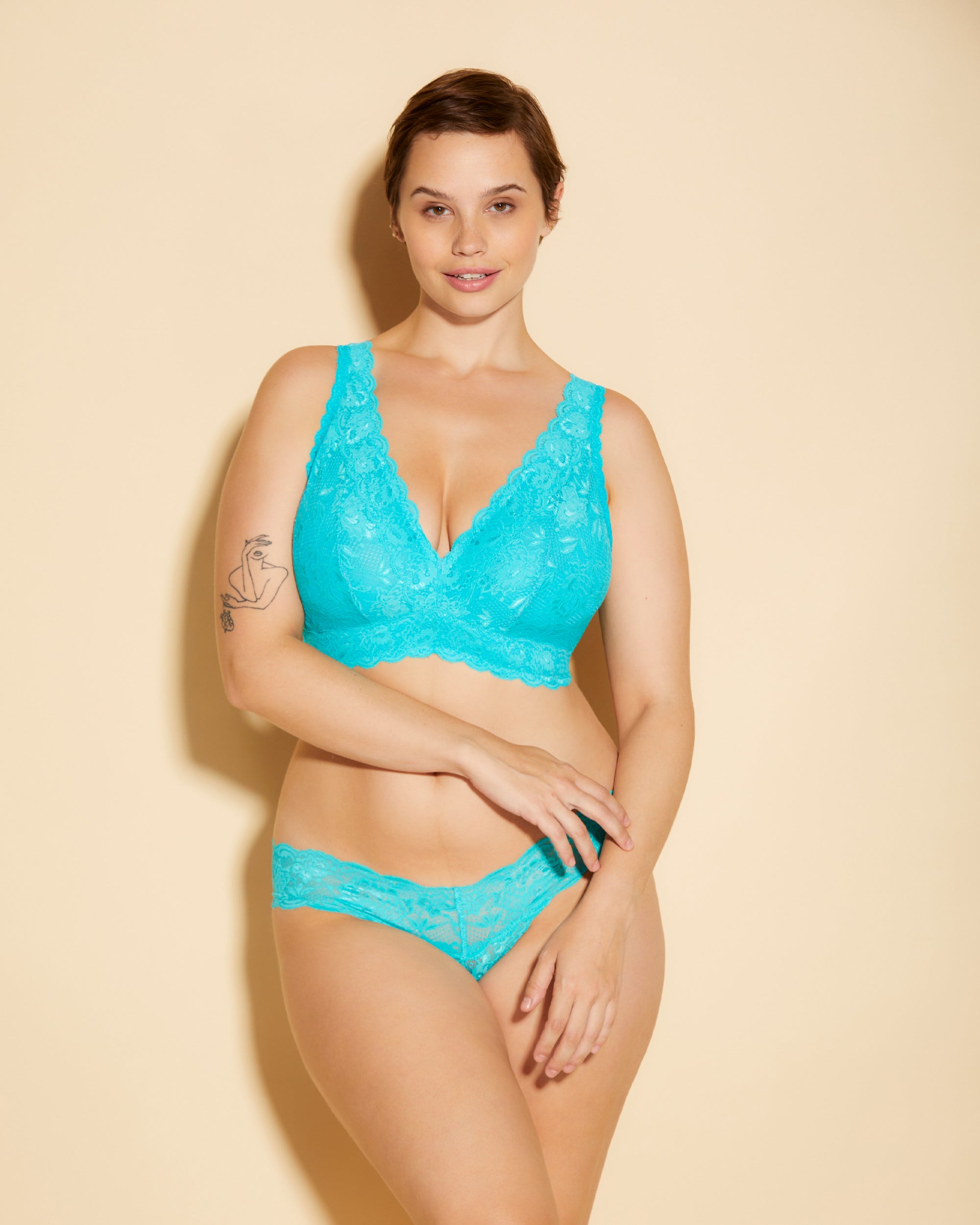 Blue Bralette - Never Say Never Super Curvy Plungie Longline Bralette