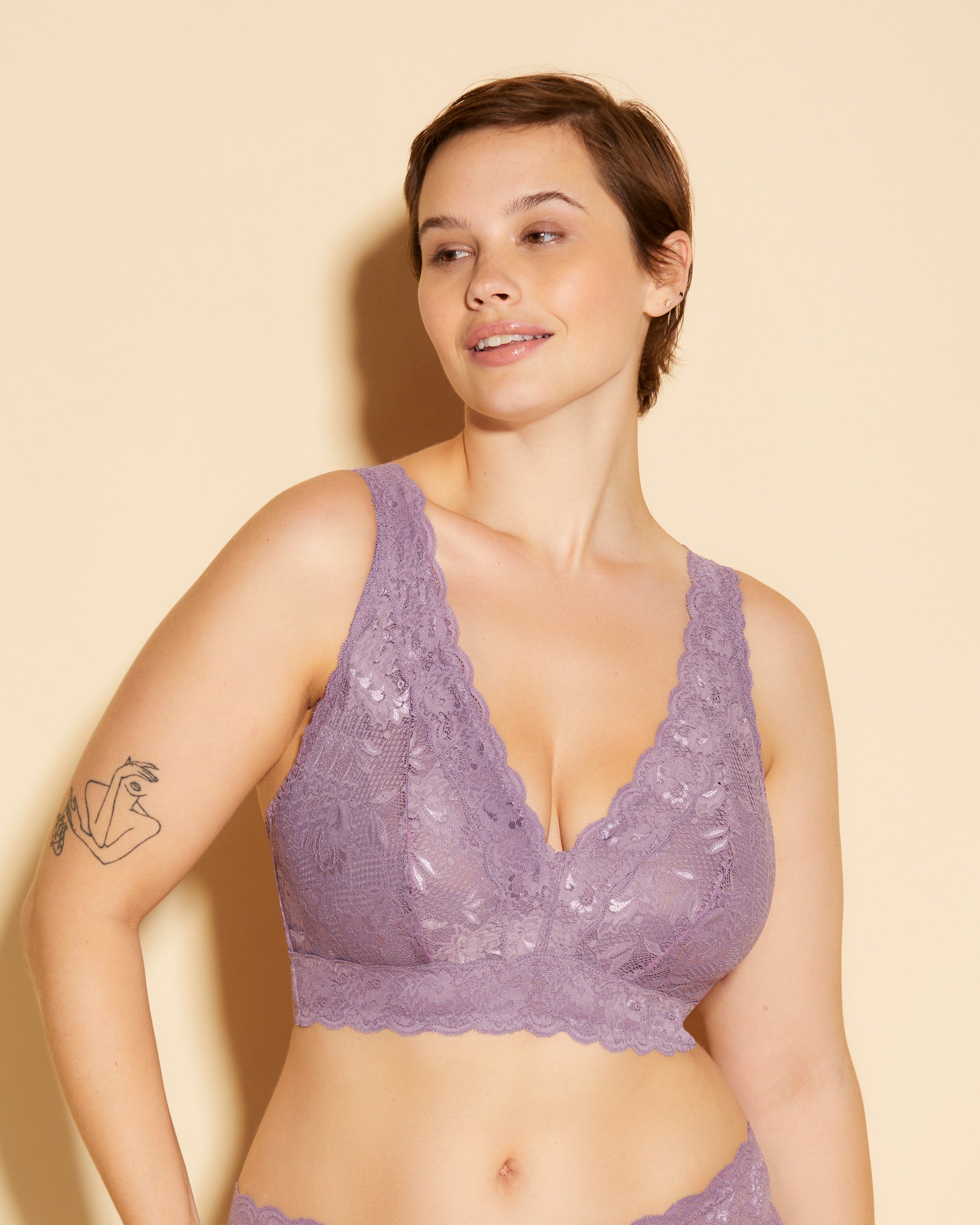 Purple Bralette - Never Say Never Super Curvy Plungie Longline Bralette