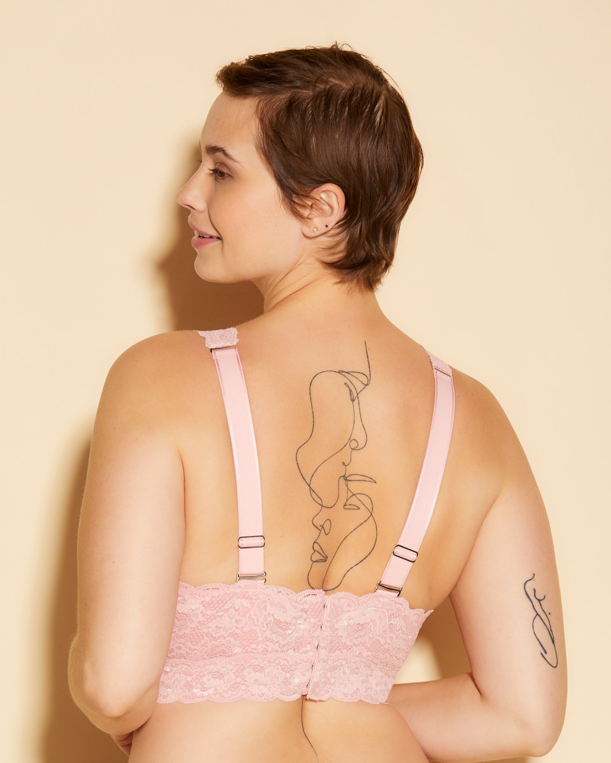 Pink Bralette - Never Say Never Super Curvy Plungie Longline Bralette