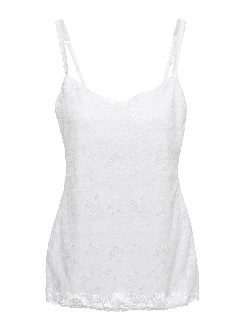 Bianco Canotte - Never Say Never Sassie - Top Canottiera Lungo In Pizzo