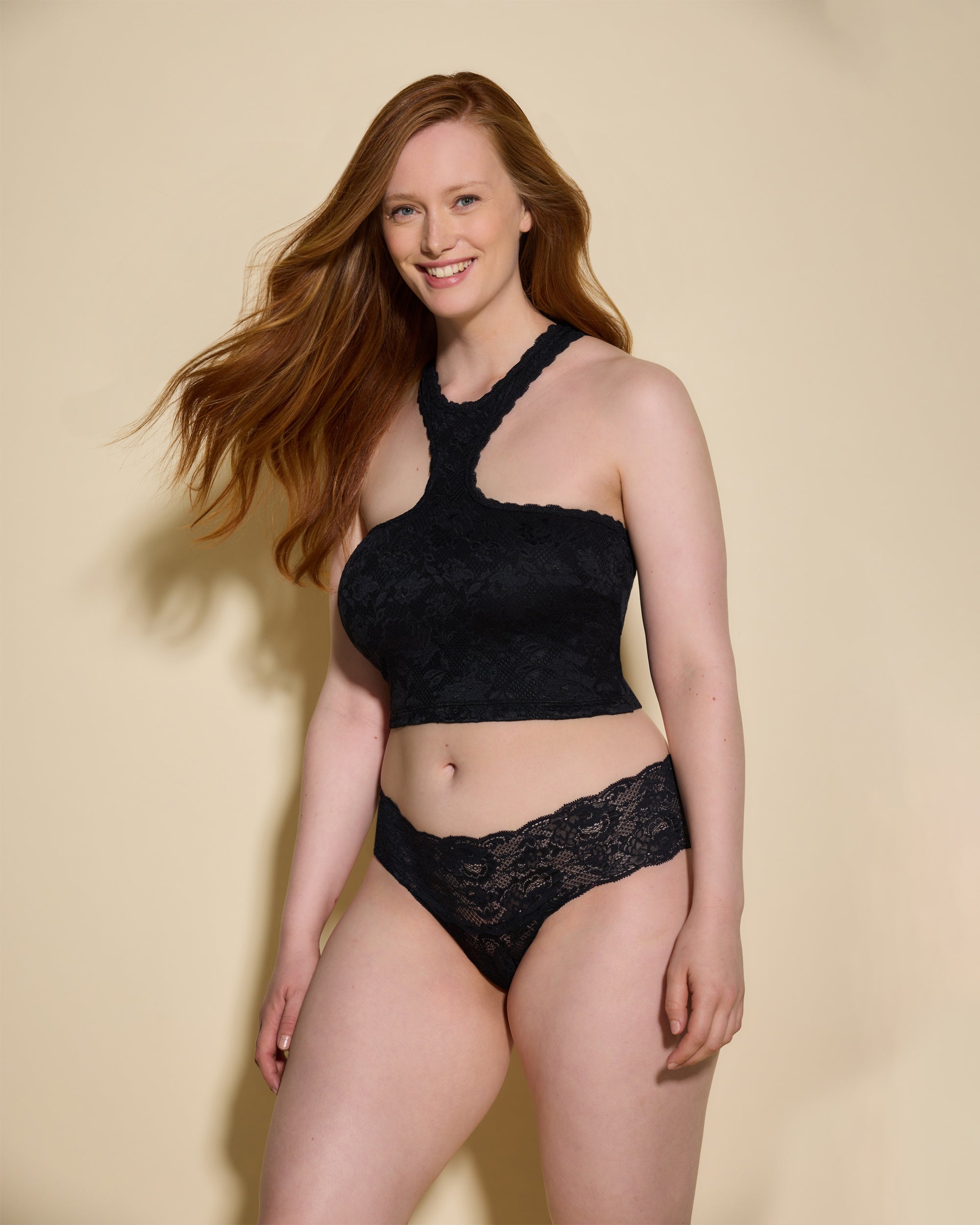 Negro Camisolas - Never Say Never Top Crop Cuello Halter Curvy