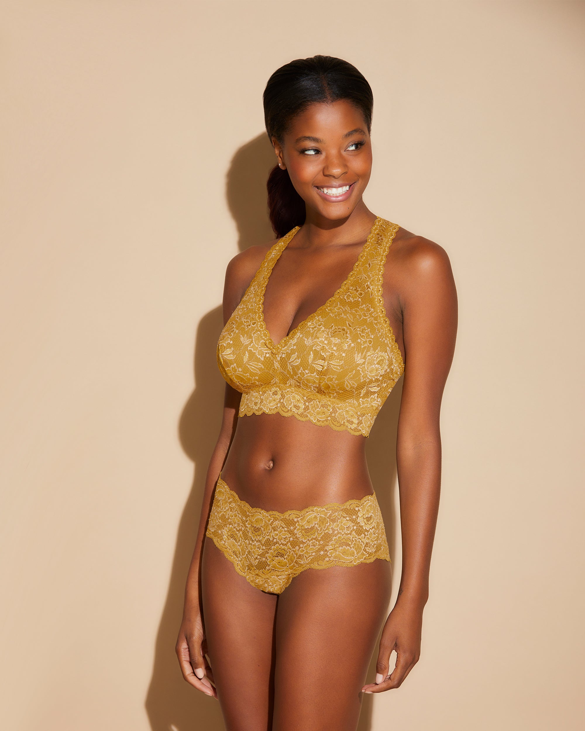 Jaune Bralette - Never Say Never Metallics Soutien-Gorge Curvy Racie Dos Nageur