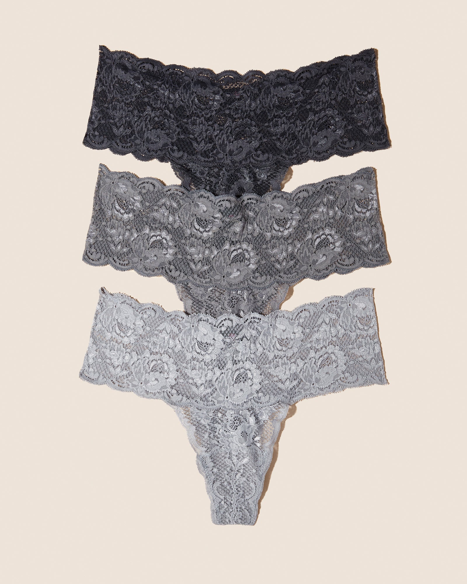 Gris Tangas - Never Say Never Pack De 3 Tangas Comfie