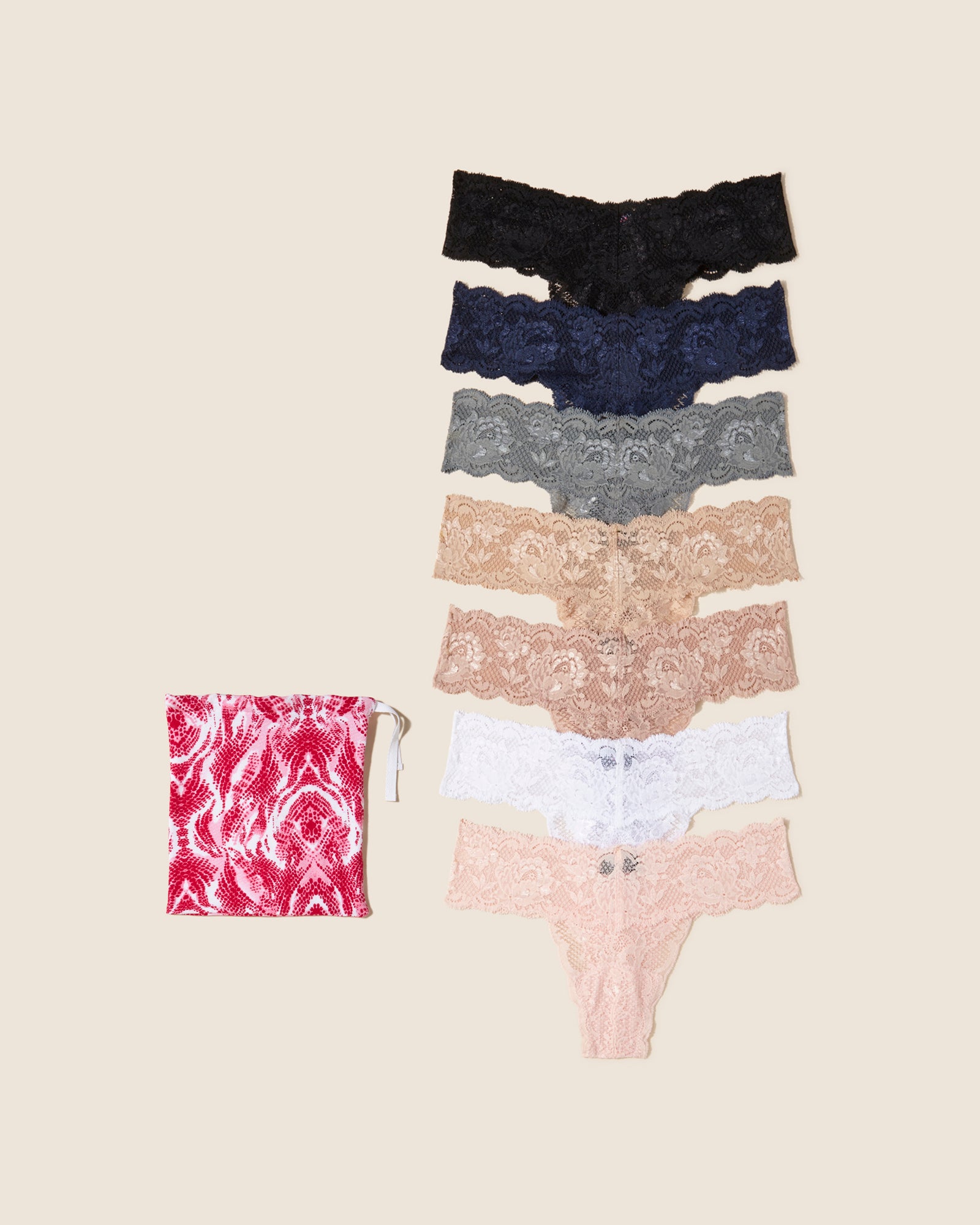 Print Thong - Never Say Never Cutie Lr Thong 7 Pack