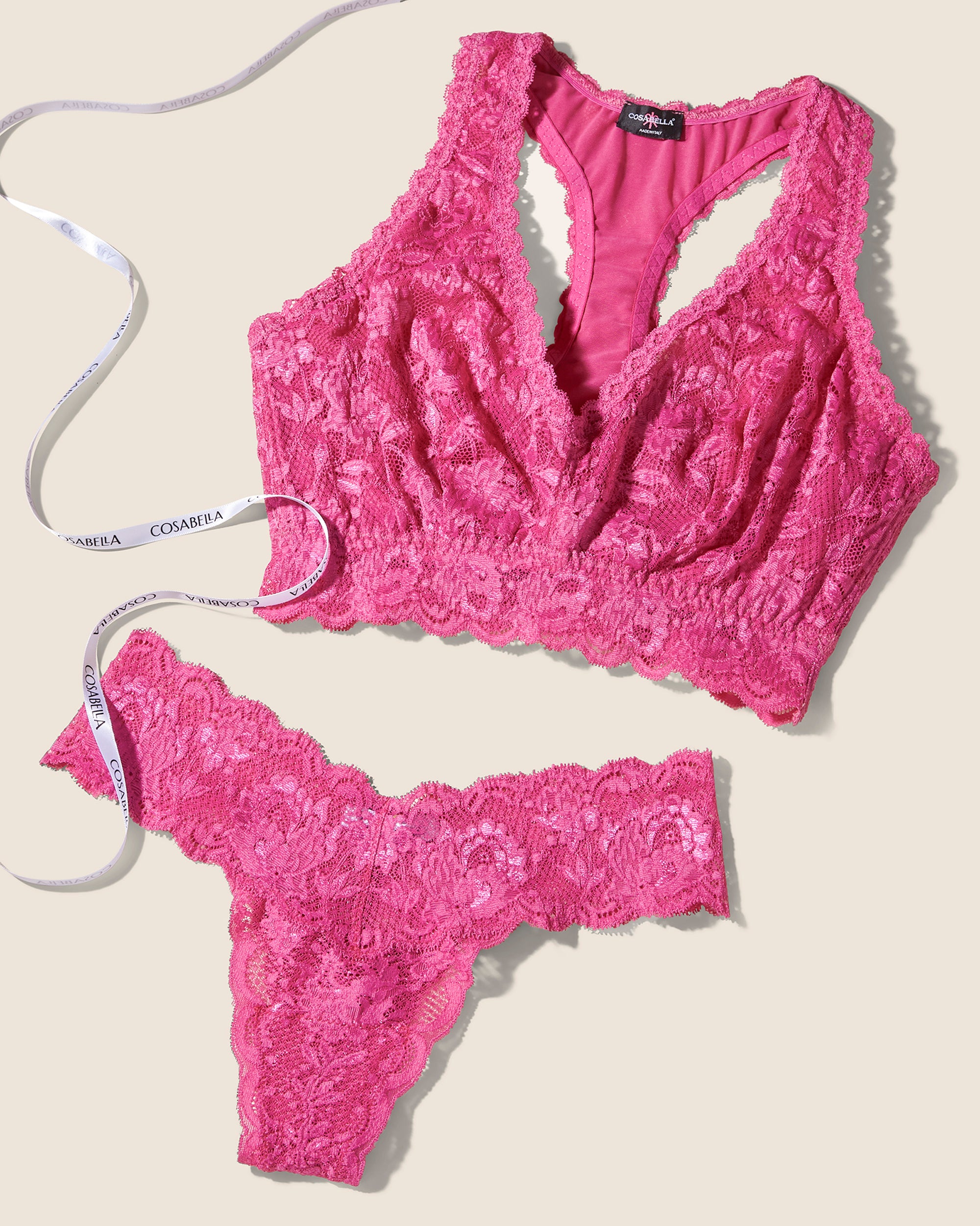 Rosada Conjuntos - Never Say Never Conjunto De Tanga Cutie Y Bralette De Espalda Cruzada Racie Curvy