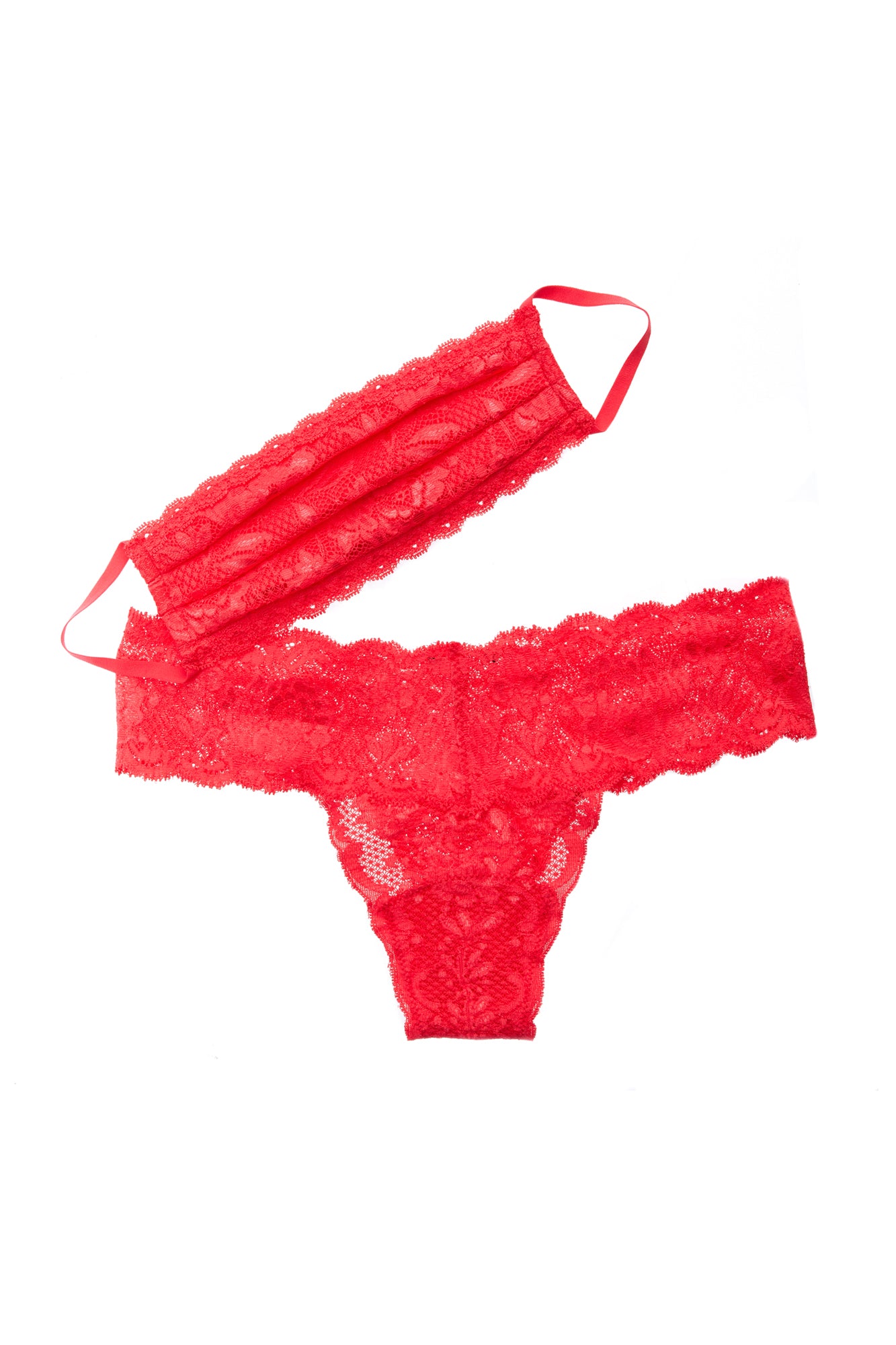 Rot Accessoire - Never Say Never Plissierte Gesichts-Maske Und Tanga-Set Cutie