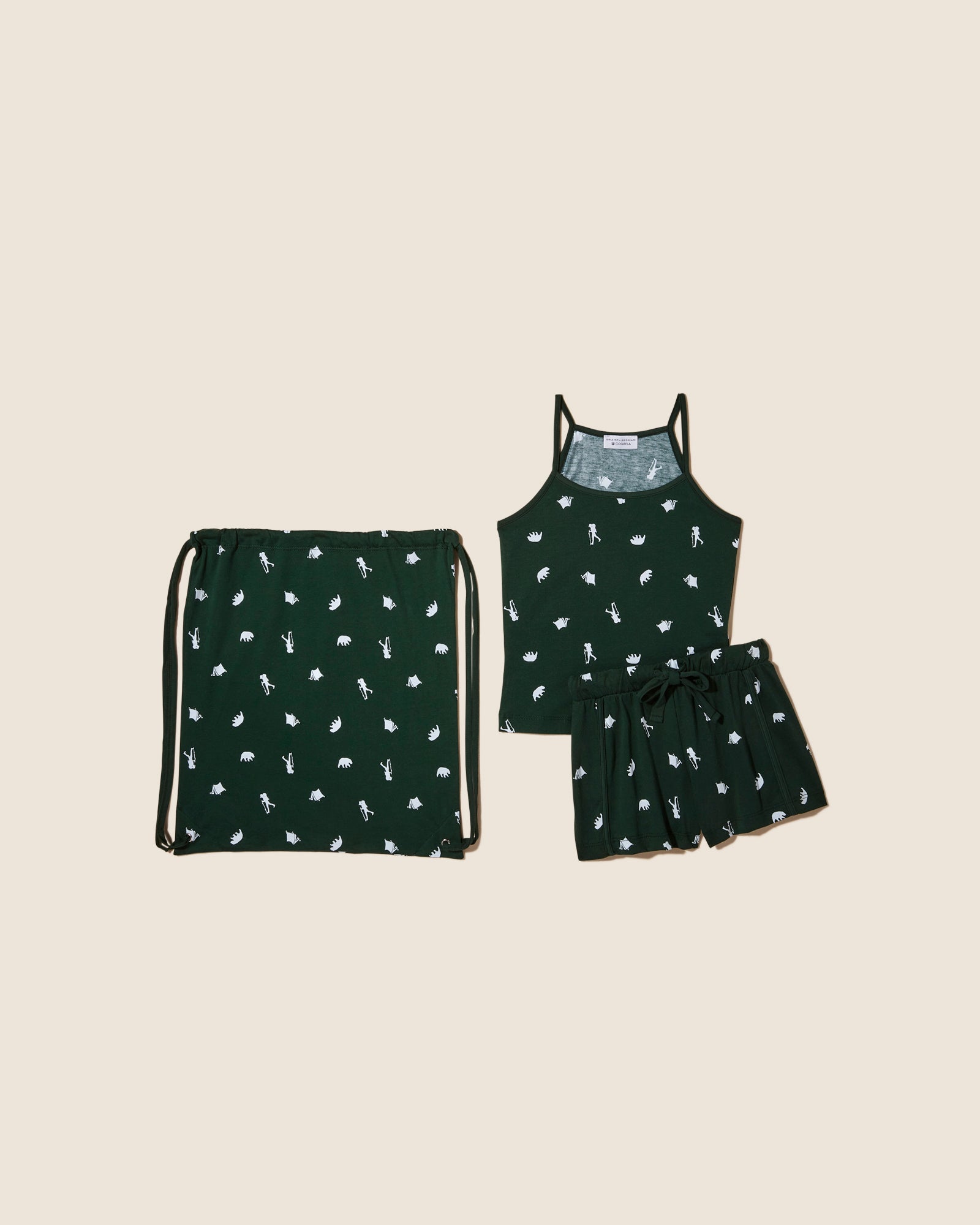 Gedruckt Set - Road Trip Hochgeschlossenes Tank-Top & Short Im Beutel