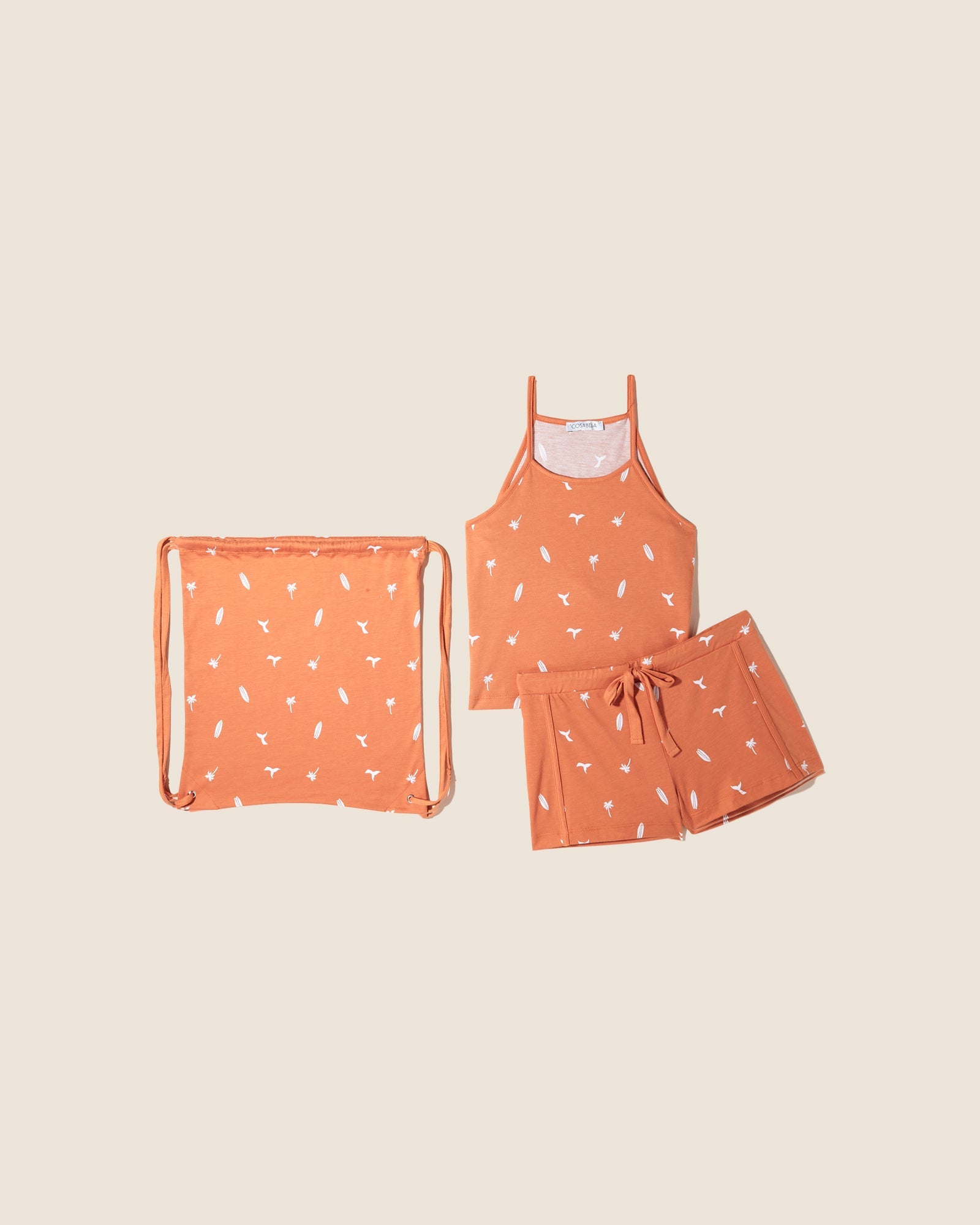 Gedruckt Set - Road Trip Hochgeschlossenes Tank-Top & Short Im Beutel