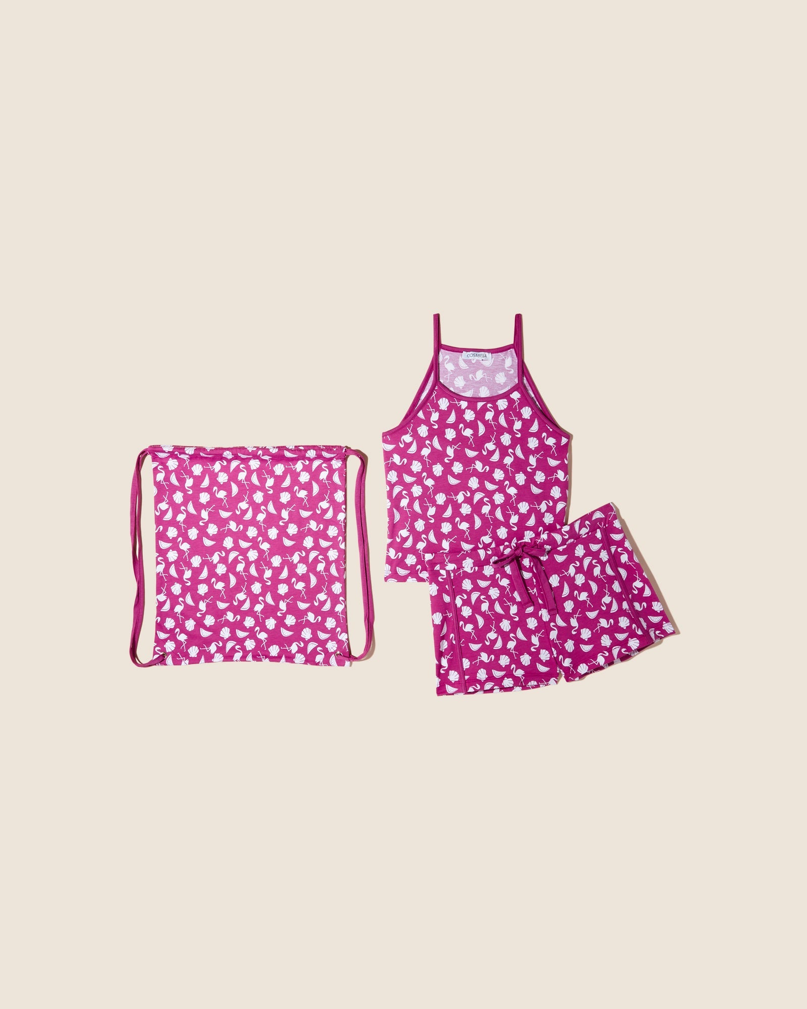 Estampado Conjuntos - Road Trip Camiseta Sin Mangas De Cuello Alto Y Pantalones Cortos En Una Bolsa