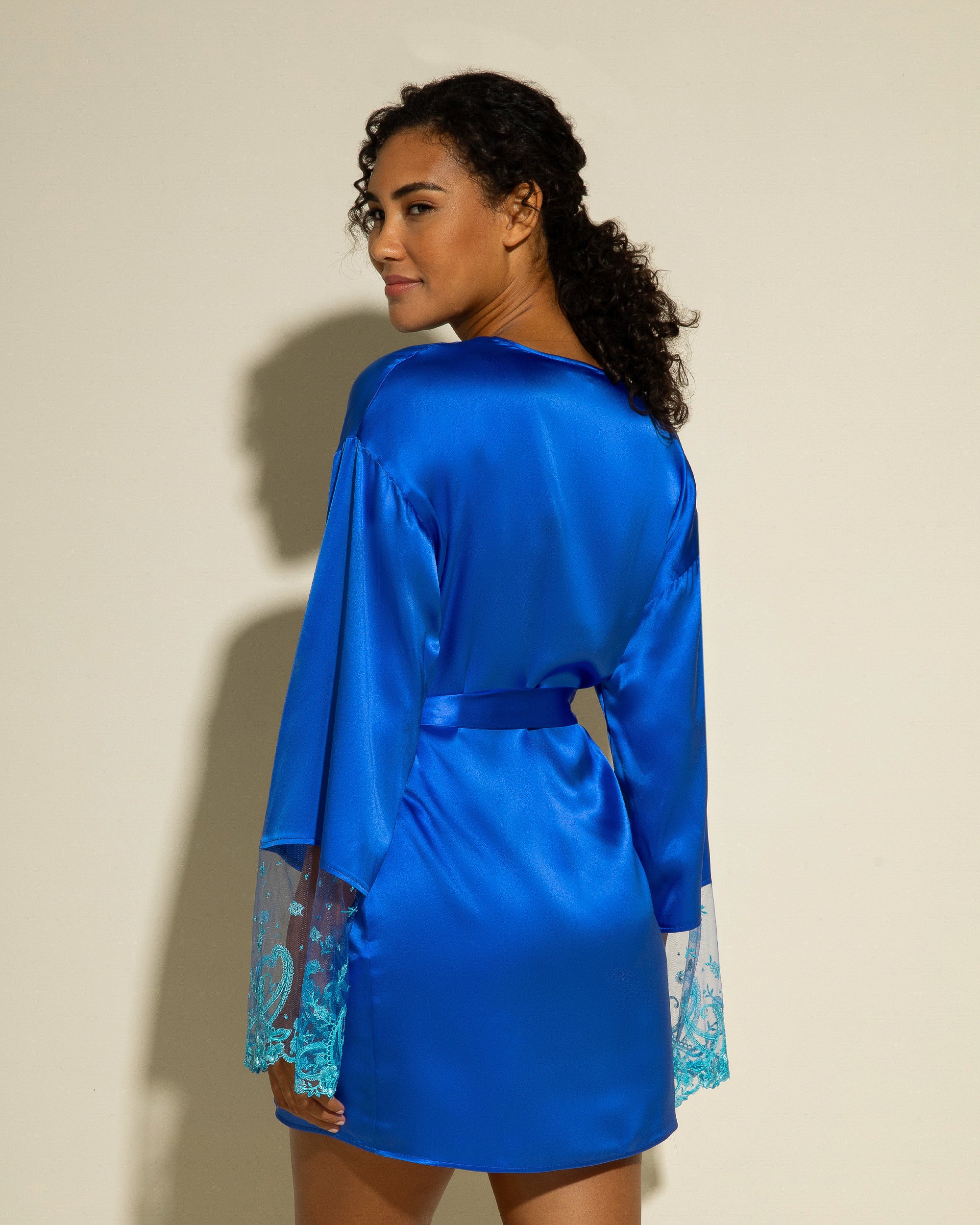 Bleue Robe De Chambre - Sanika Robe De Soie