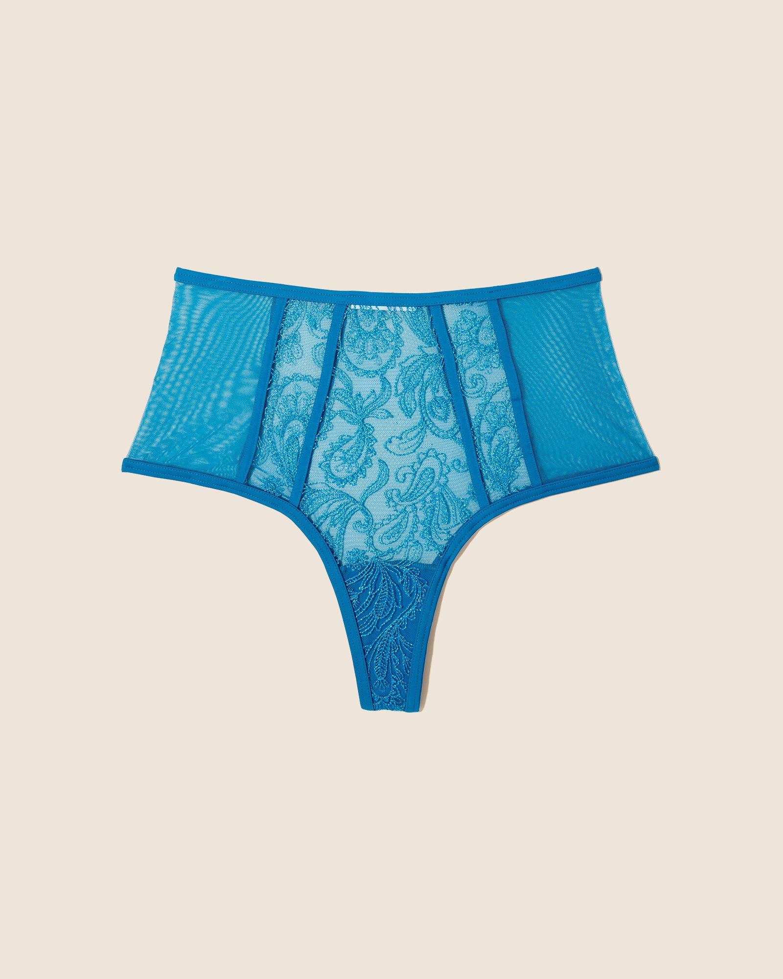 Azul Braguitas Tipo Bikini - Sardegna Embroidered Braguita Clásica De Talle Alto