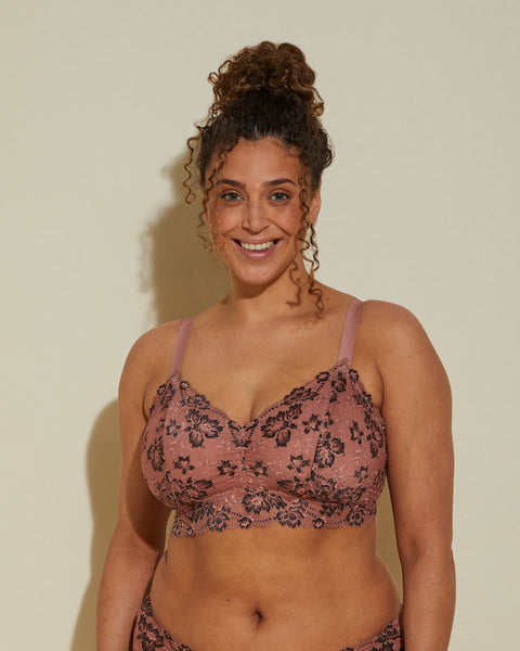 Buy A-GG Pink Two Tone Floral Underwired Bra - 40G, Bras
