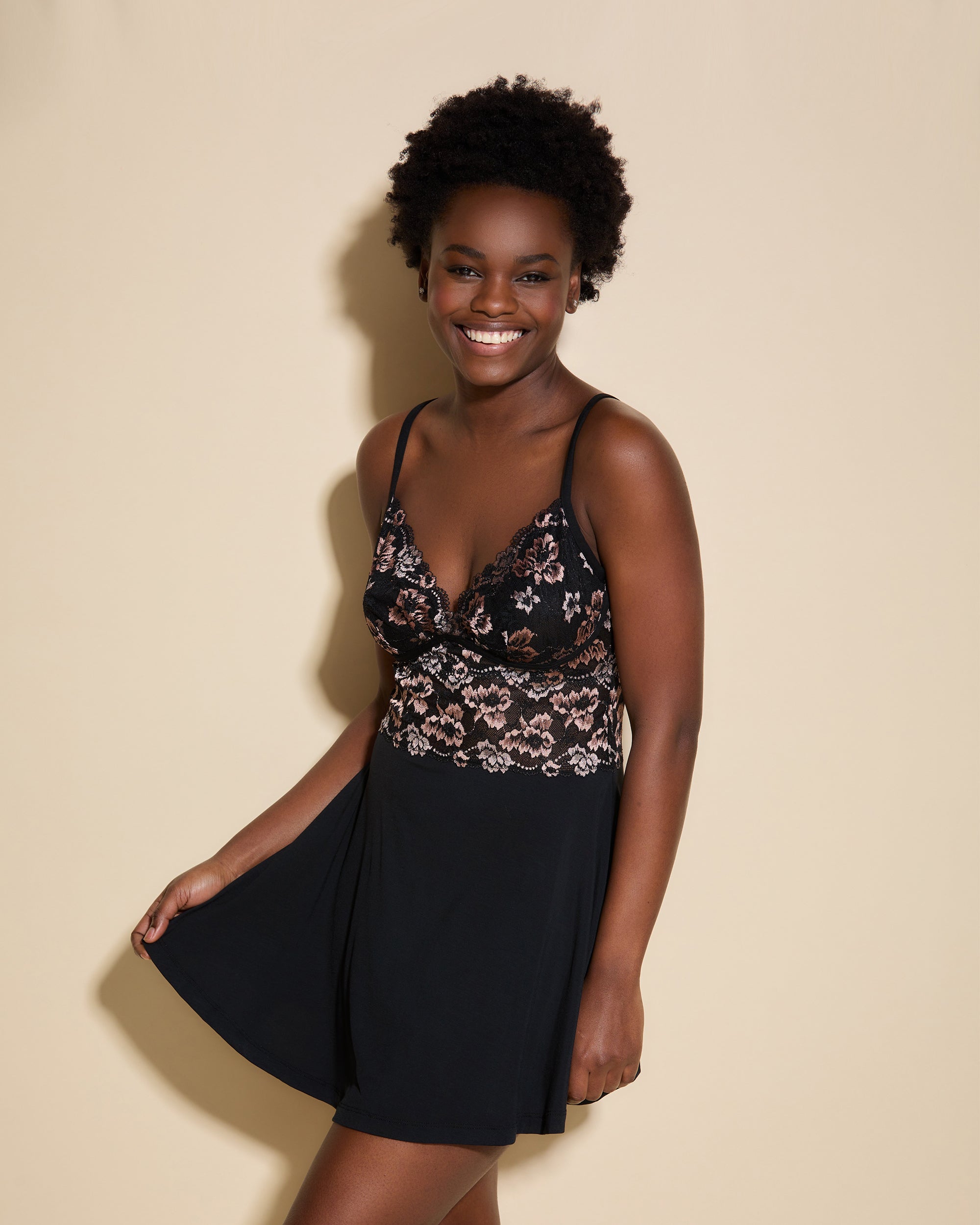 Black Set - Savona Chemise & G-String Set