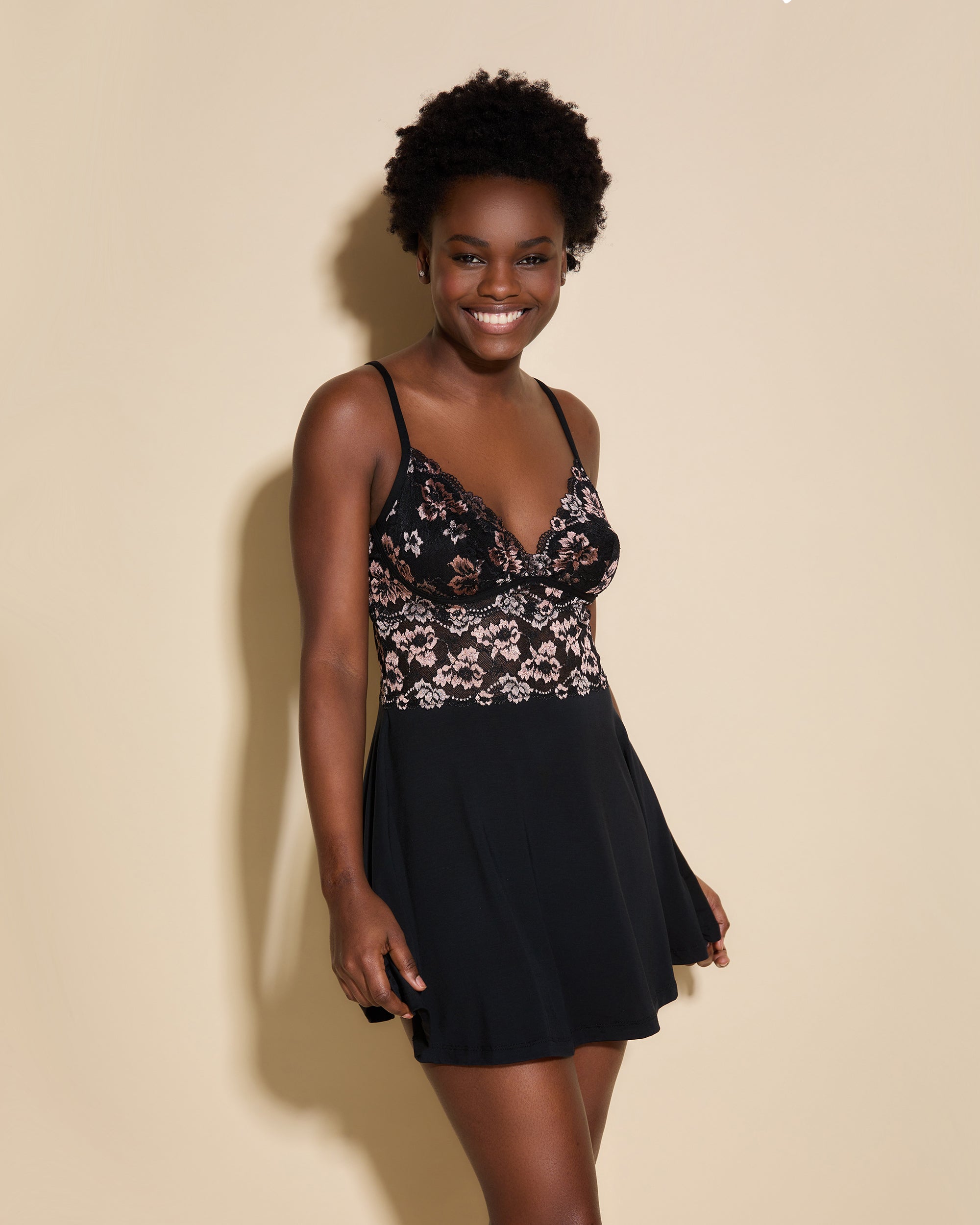 Nero Set - Savona Set Camicia Da Notte E Tanga