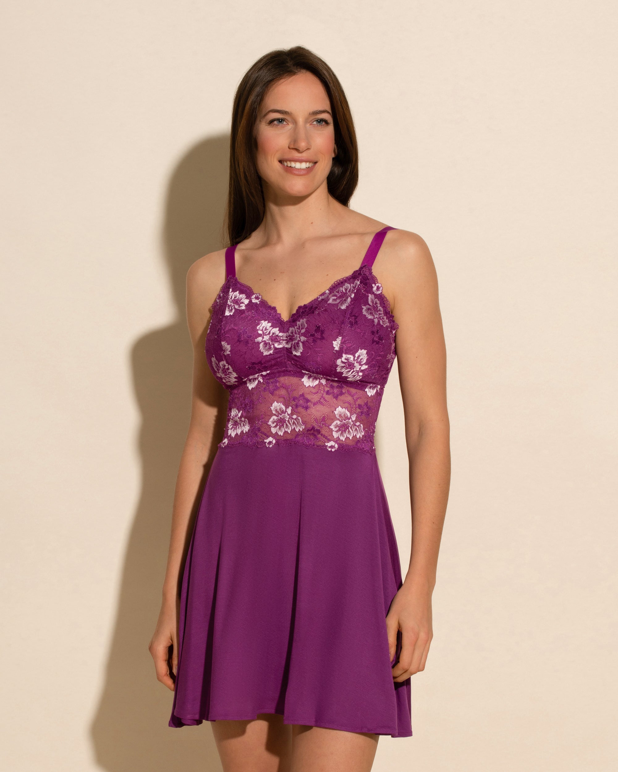 Púrpura Conjuntos - Savona Set De Camisón Y Tanga