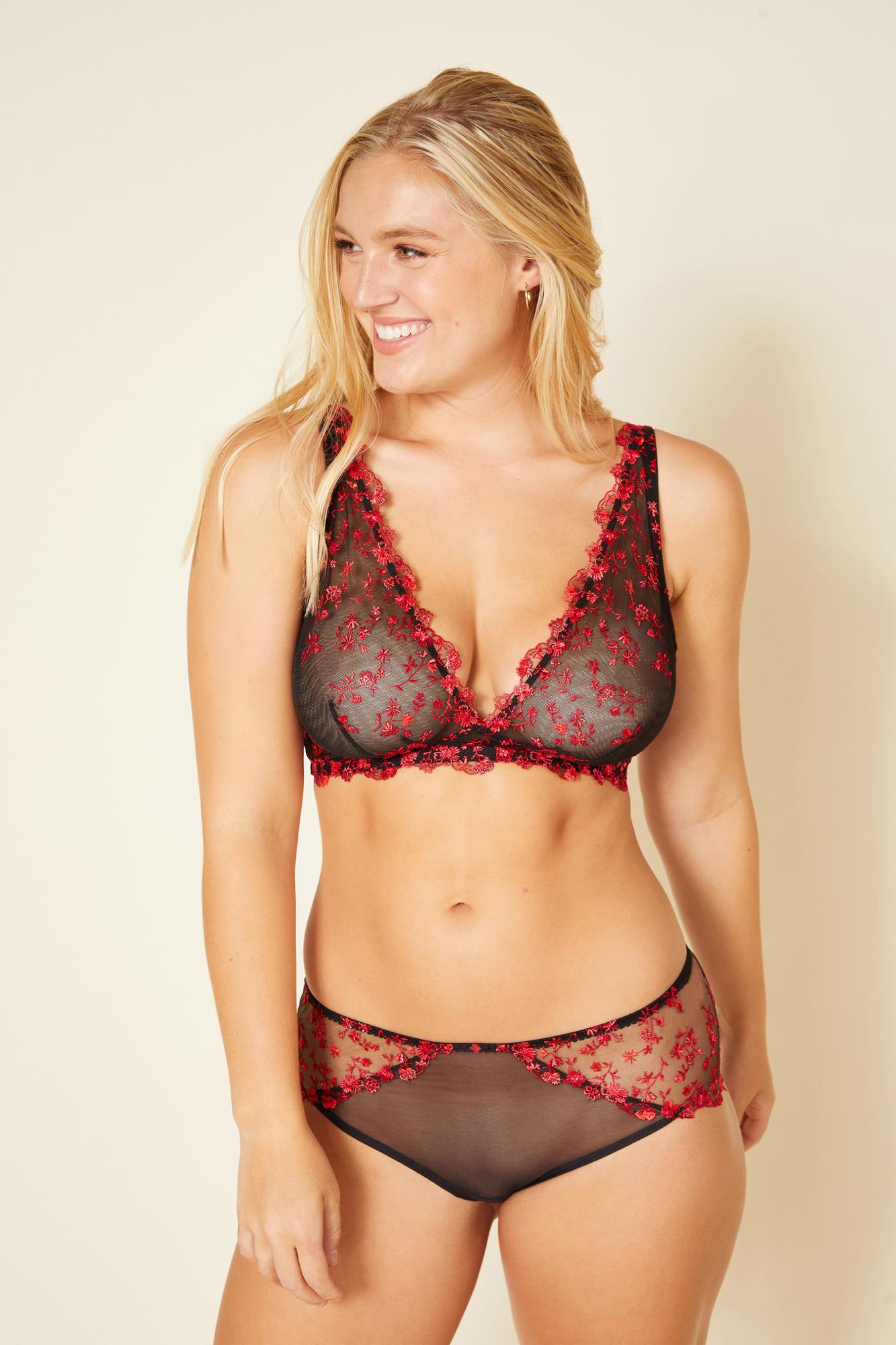 Schwarz Bralette - Selita Curvy Hohes Triangel-Bralette