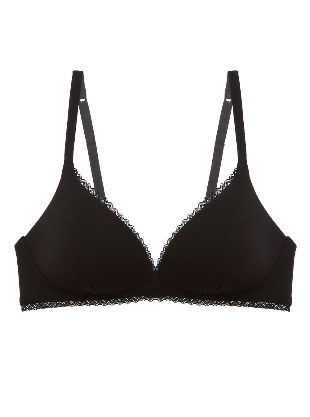 Black Bra, Soft Cotton Wireless Spacer Bralette