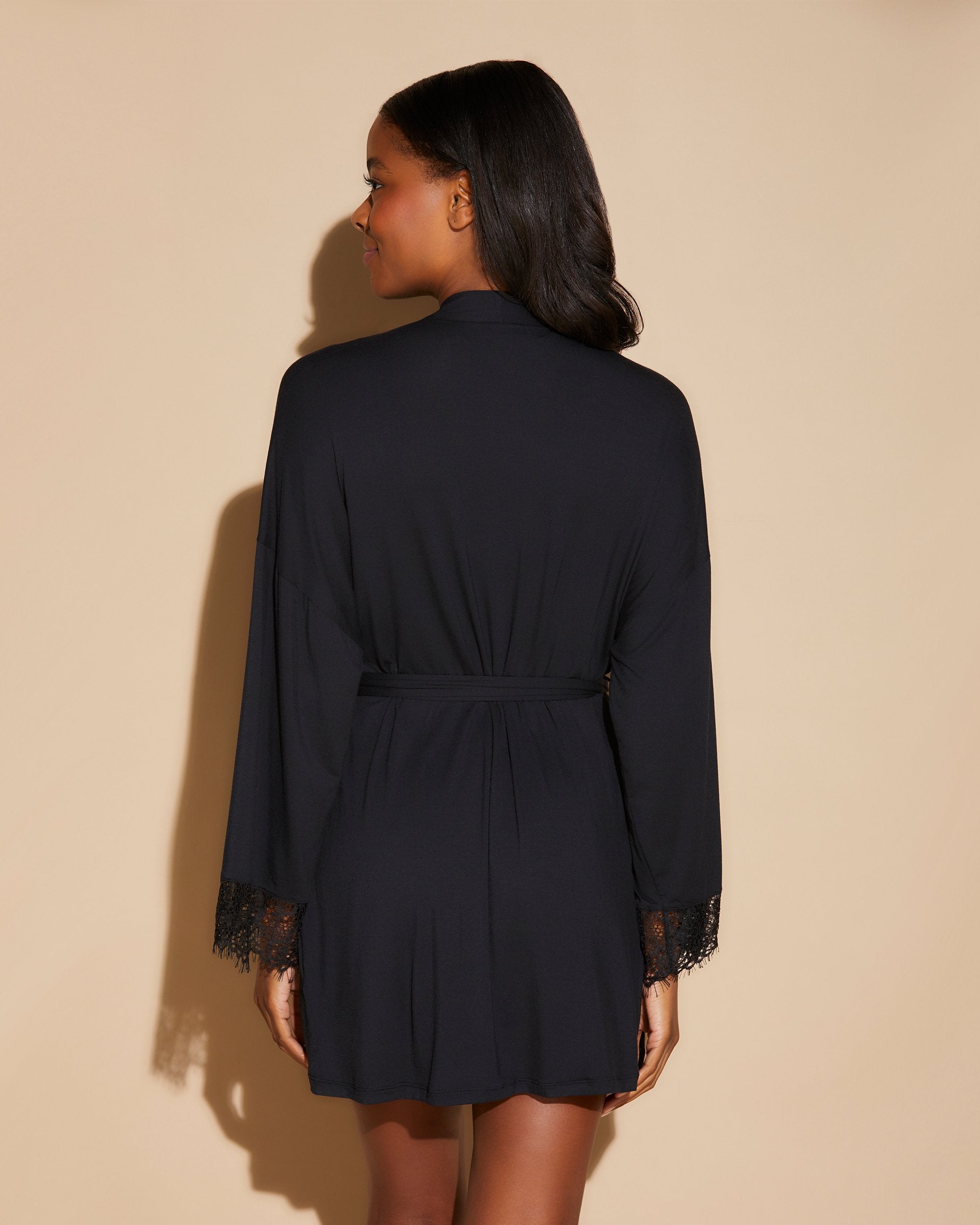 Noir Robe De Chambre - Sicilia Short Robe De Chambre