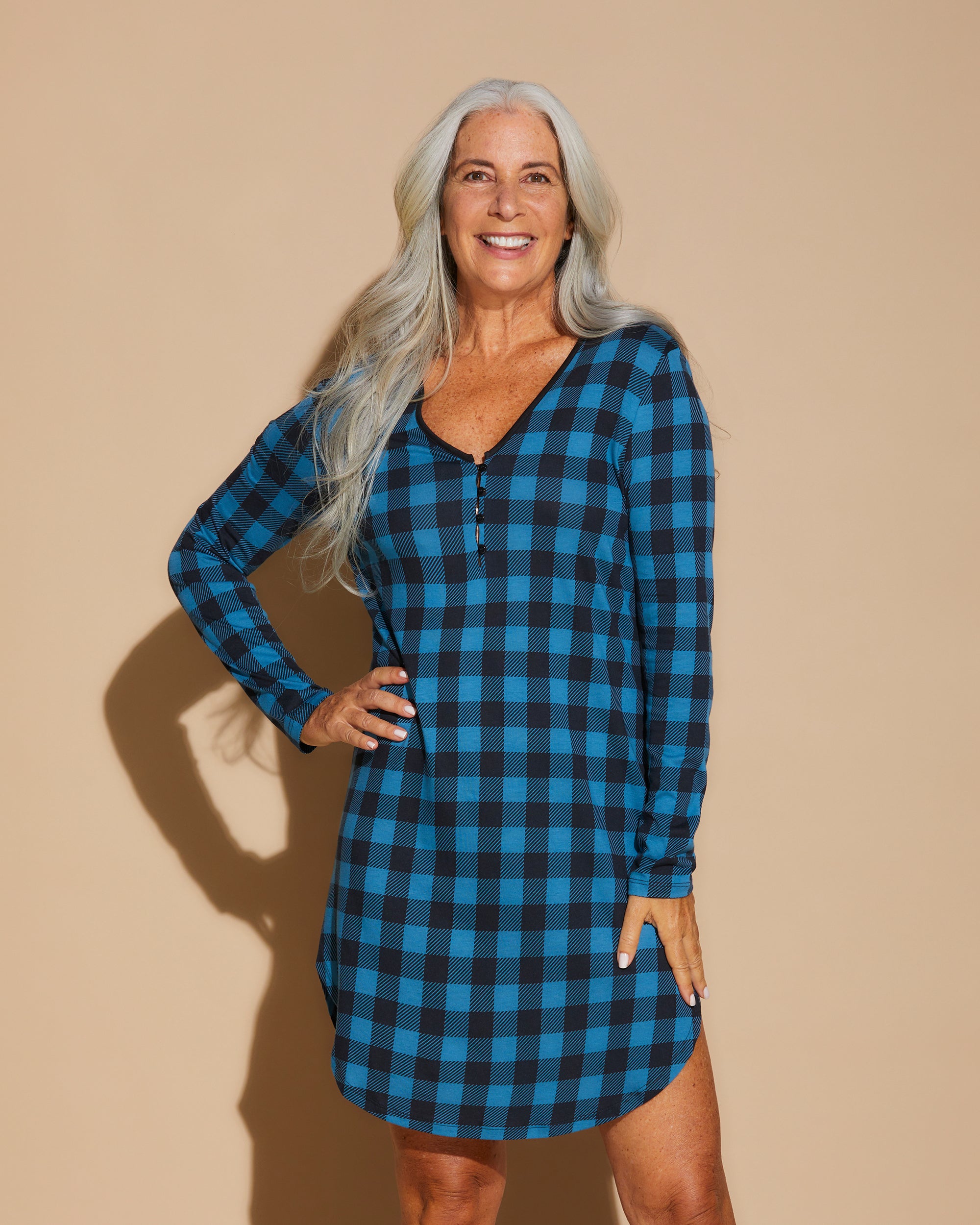 Stampa Top - Ski Trip Camicia Da Notte A Manichel Lunghe