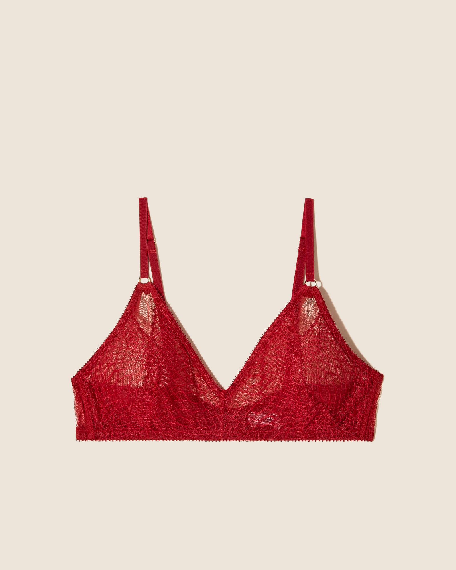 Roja Bralette - Sutra Bralette De Triángulos