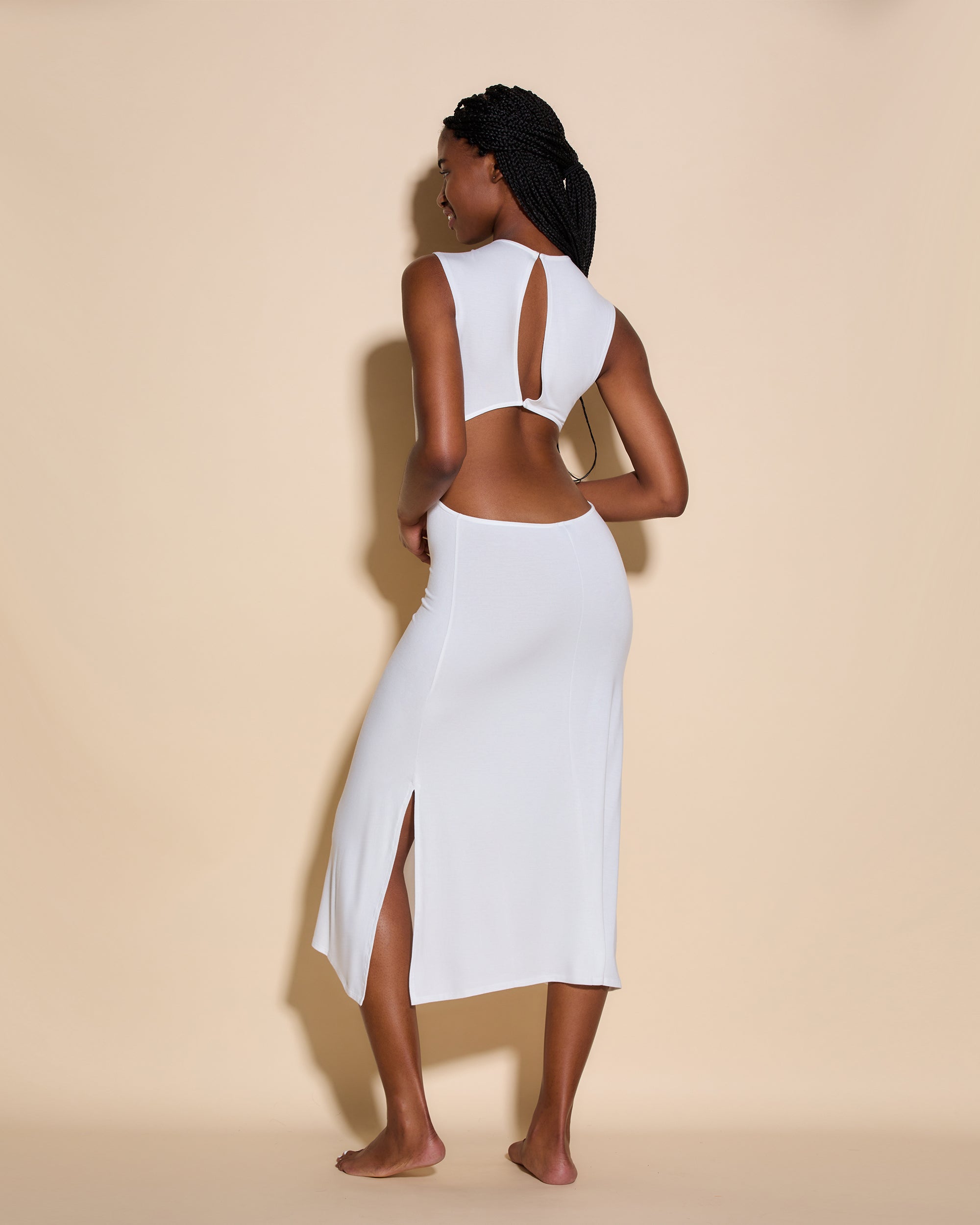 White Dress - Viaggi Cutout  Dress