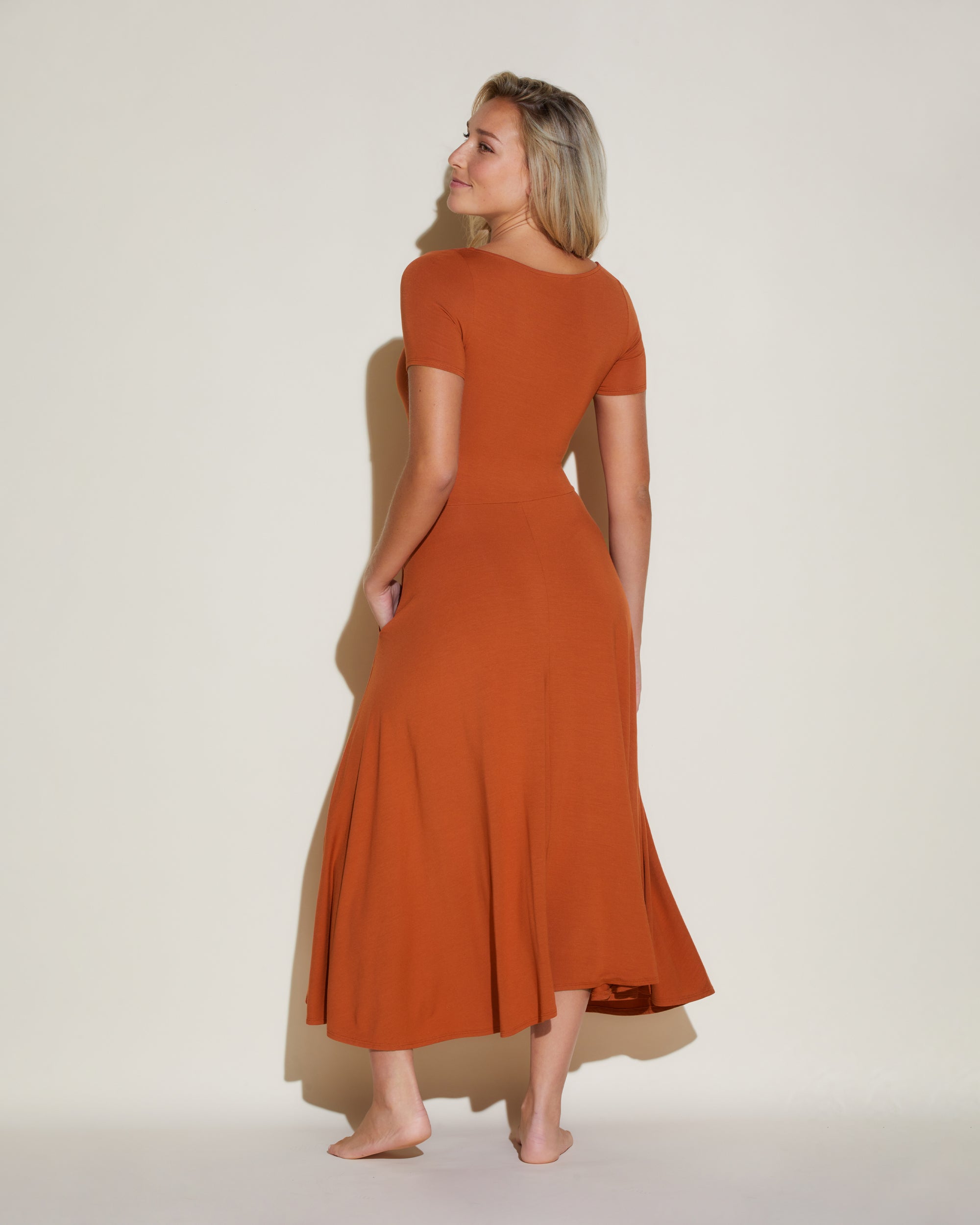 Orange Dress - Viaggi Flare Dress