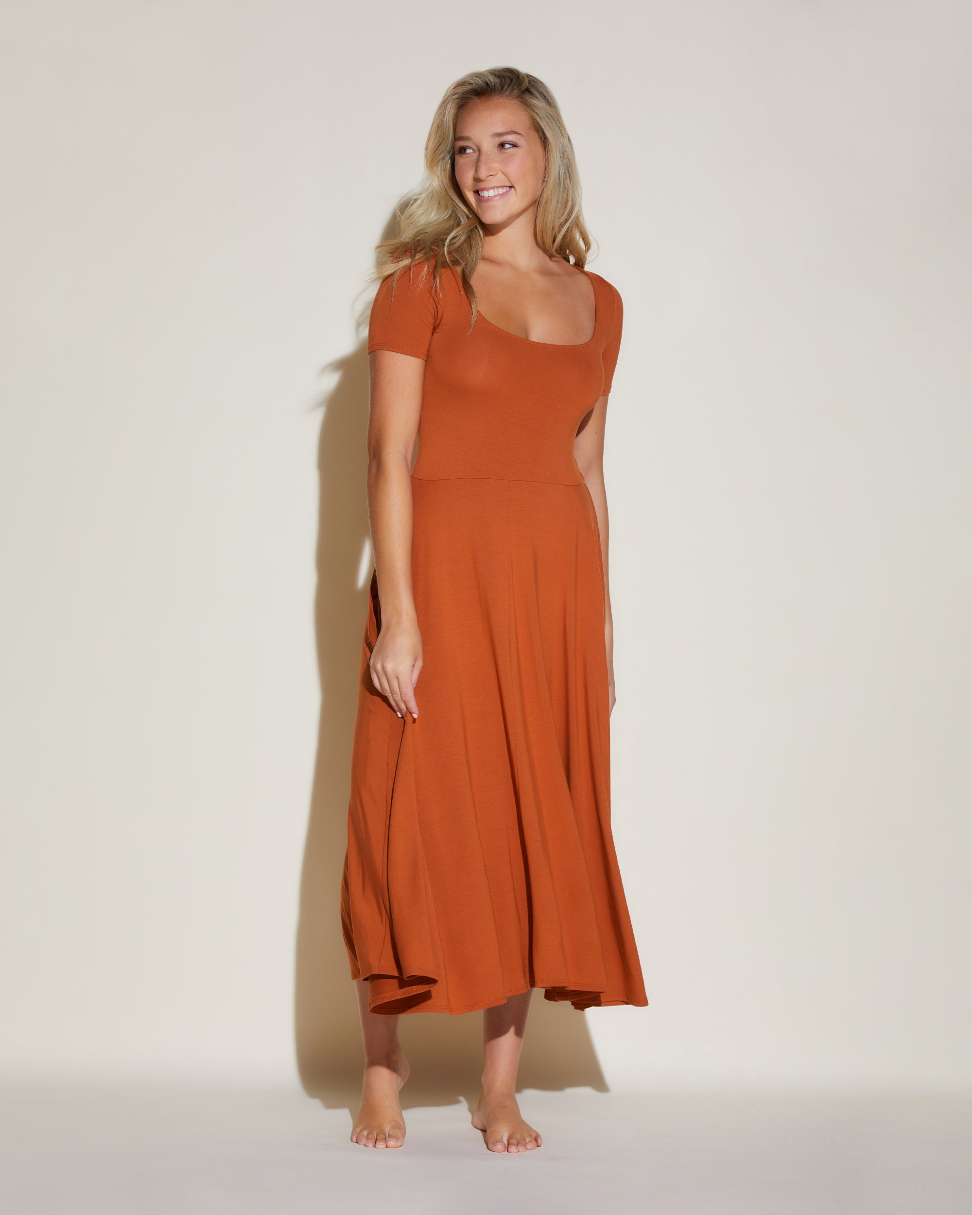 Orange Dress - Viaggi Flare Dress